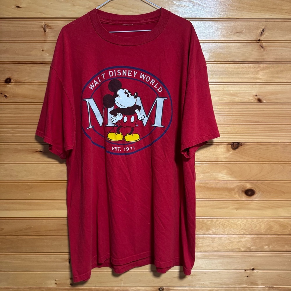 Vintage Disney Designs Mickey Mouse Red Disney World Shirt Made In USA XXL
